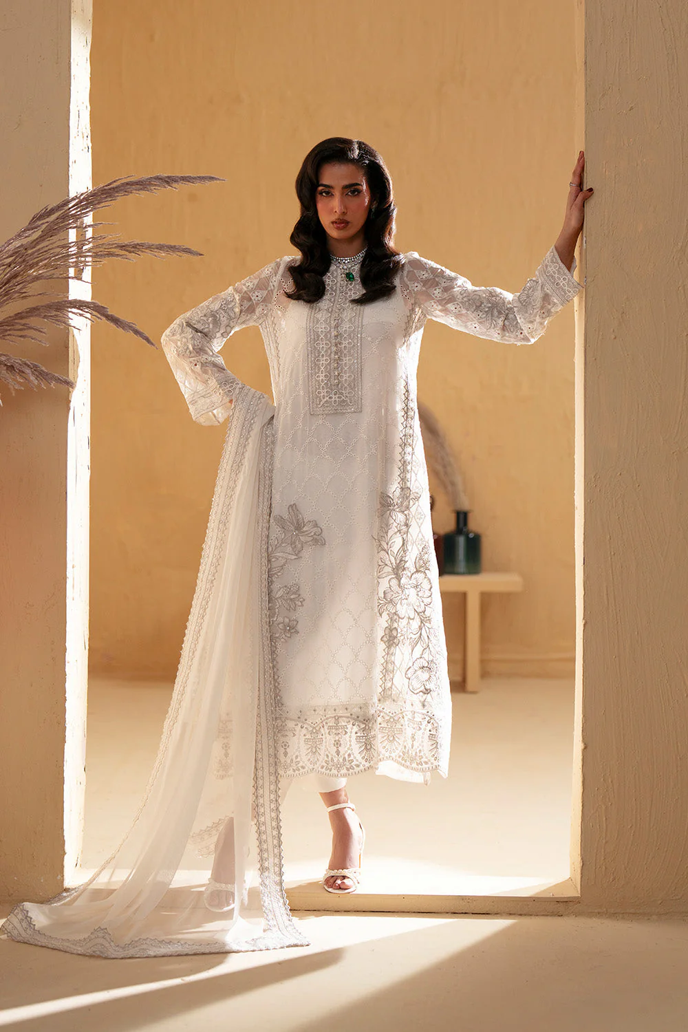 3 Piece Embroiderd Chiffon HEBA - FSU5669 - Image 4